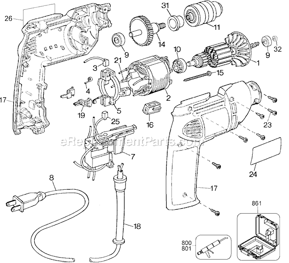Page A Diagram and Parts List for Q215 Type 1 Black and Decker Electric Drill